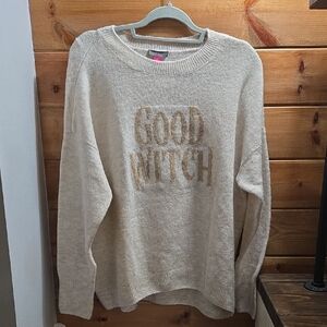 Vince Camuto Cream 'Good Witch' Crewneck Sweater Large Oversized 0330